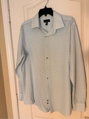 Alfani Light Blue Men's Dress Shirt with White Pin Dots